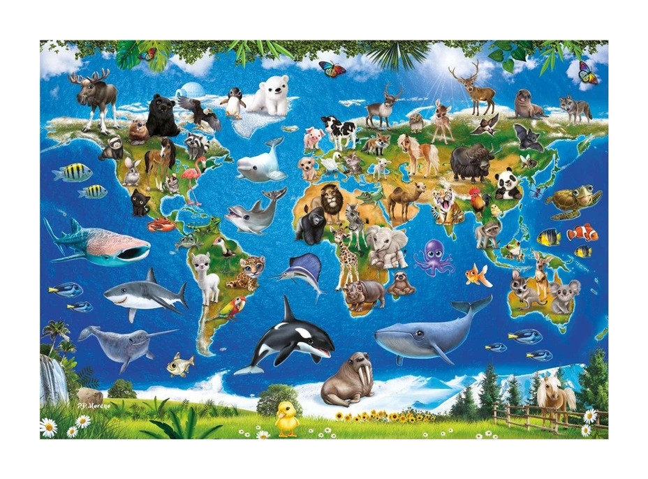 Dino Puzzle Mapa zvířat 100 XL dílků