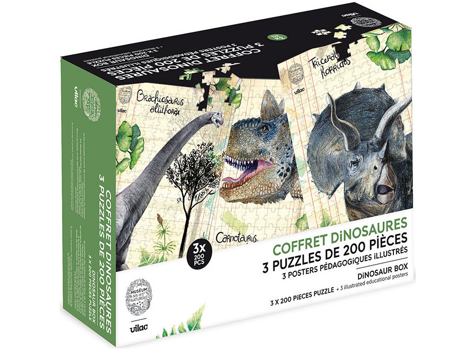 Vilac Sada 3 puzzle dinosaurů