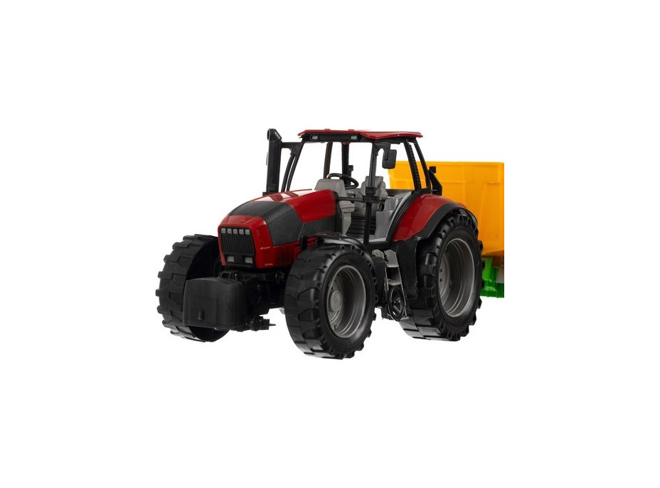 Zemědělský traktor s přívěsem - červený