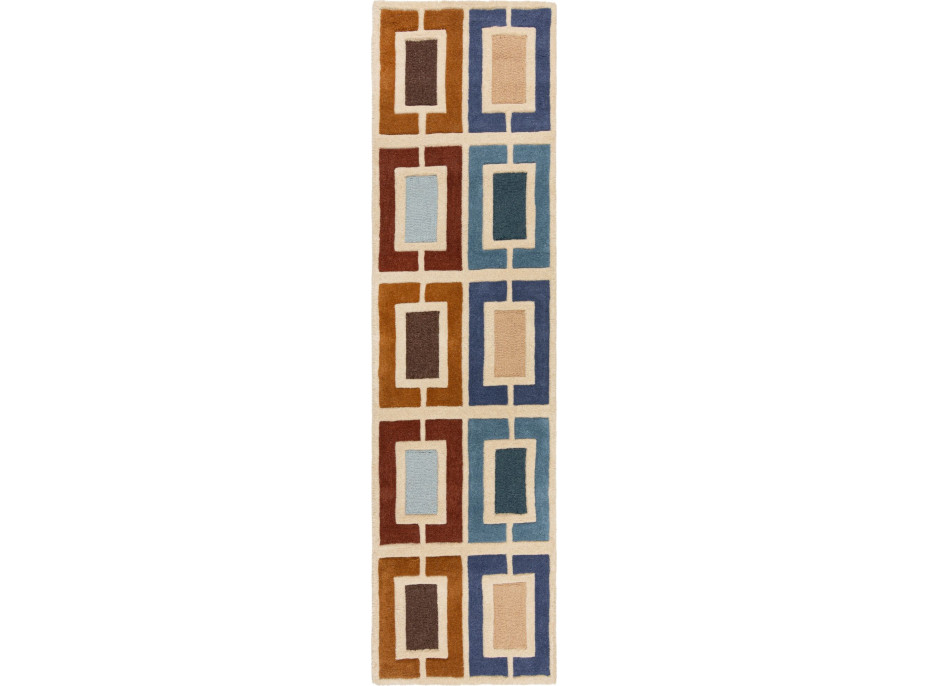 Ručně všívaný běhoun Illusion Retro Blocks Blue/Multi