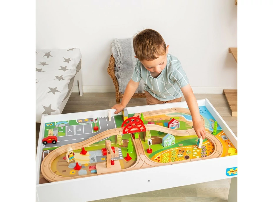 Bigjigs Rail Dřevěná vláčkodráha a stůl