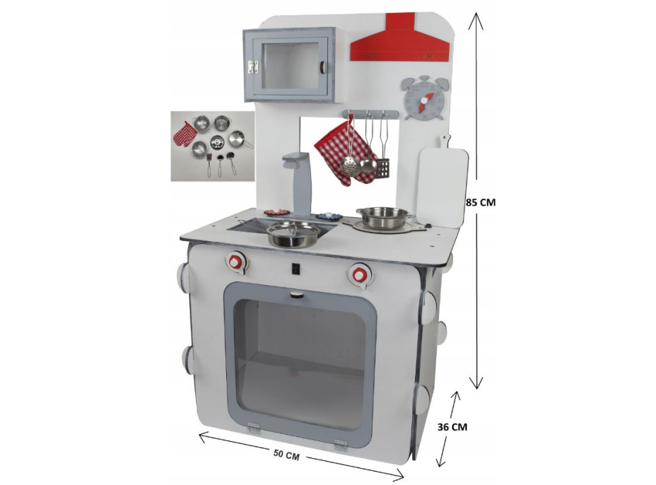 Dřevěná kuchyňka s příslušenstvím - bílá/šedá
