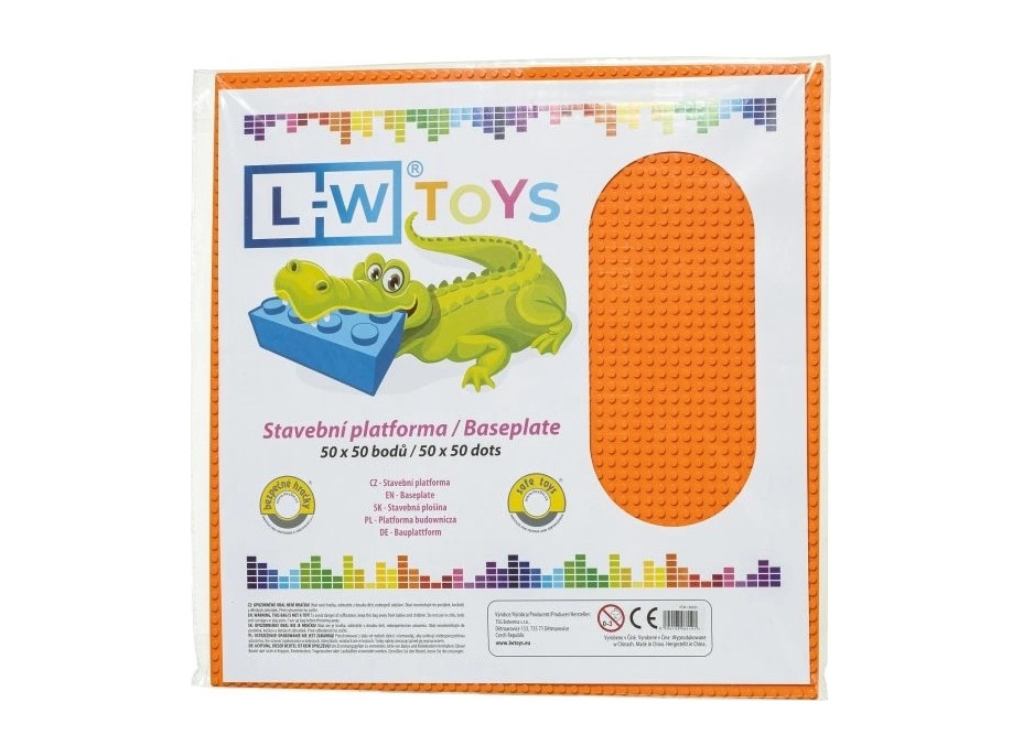 L-W Toys Velká podložka na stavění 50x50 bodů oranžová