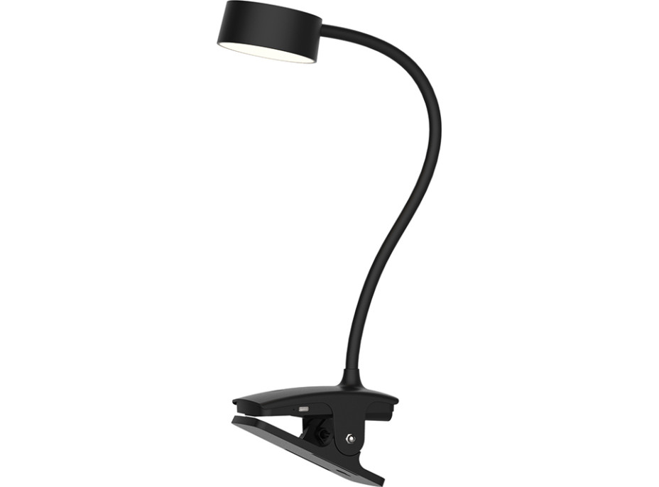 Solight LED stolní nabíjecí lampička, 2W, 210lm, 3CCT, černá, clip