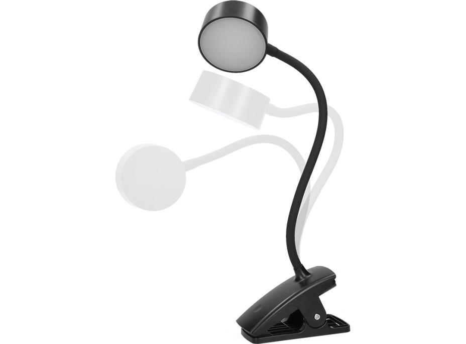 Solight LED stolní nabíjecí lampička, 2W, 210lm, 3CCT, černá, clip