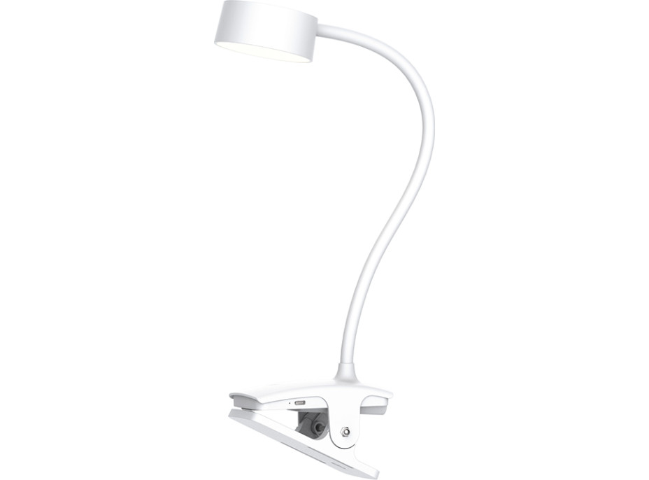 Solight LED stolní nabíjecí lampička, 2W, 210lm, 3CCT, bílá, clip