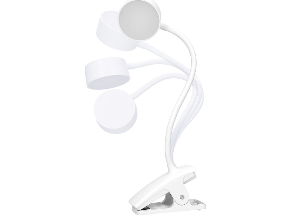 Solight LED stolní nabíjecí lampička, 2W, 210lm, 3CCT, bílá, clip