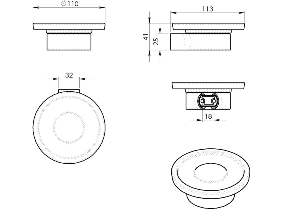 Gedy PIRENEI mýdlenka, mléčné sklo, gun metal PI1181