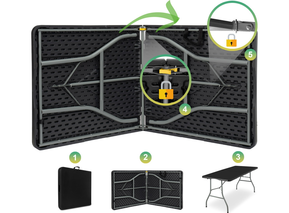 Skládací cateringový stůl RICO 150 cm - černý