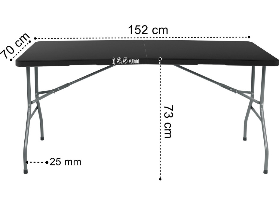 Skládací cateringový stůl RICO 150 cm - černý