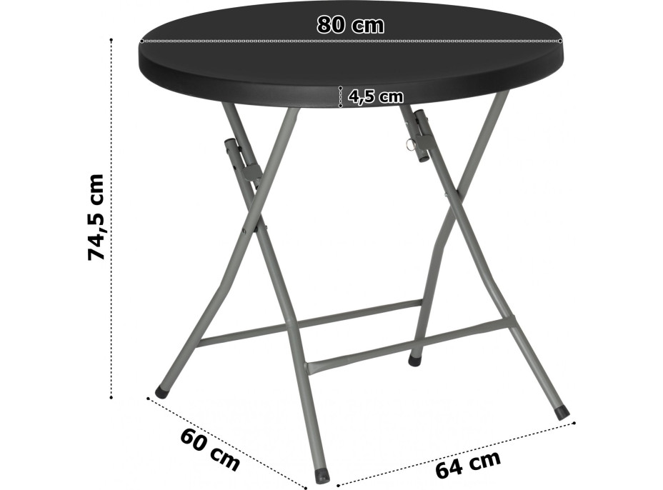 Kulatý cateringový stůl BANKIET 80 cm - černý