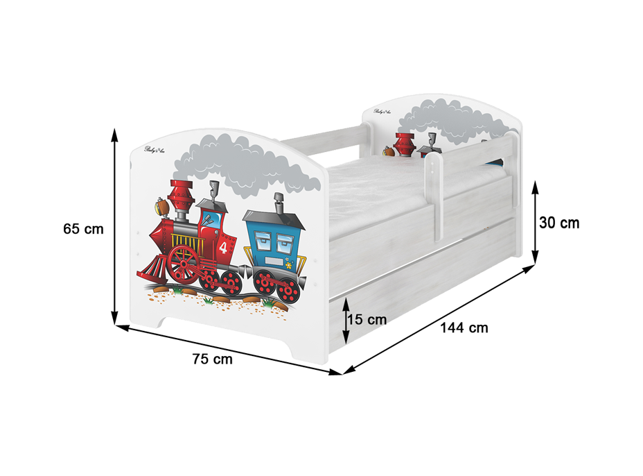 Dětská postel OSKAR bez šuplíku - Xtreme 140x70 cm + 1 dlouhá a 1 krátká zábrana