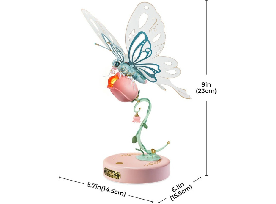 RoboTime 3D mechanická skládačka Růžový motýl
