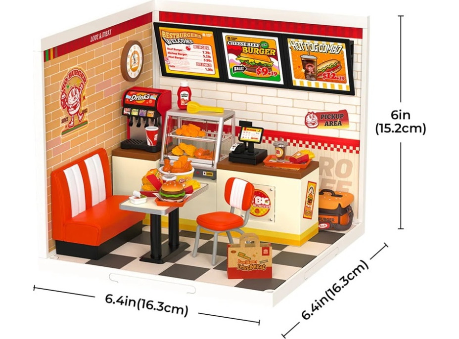 RoboTime Miniatura domečku Restaurace Mňam, mňam burger