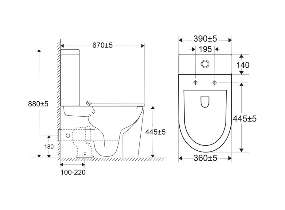 WC kombi, vyvýšené, vario odpad, kapotované, Smart Flush RIMLESS, keramické vč. sedátka