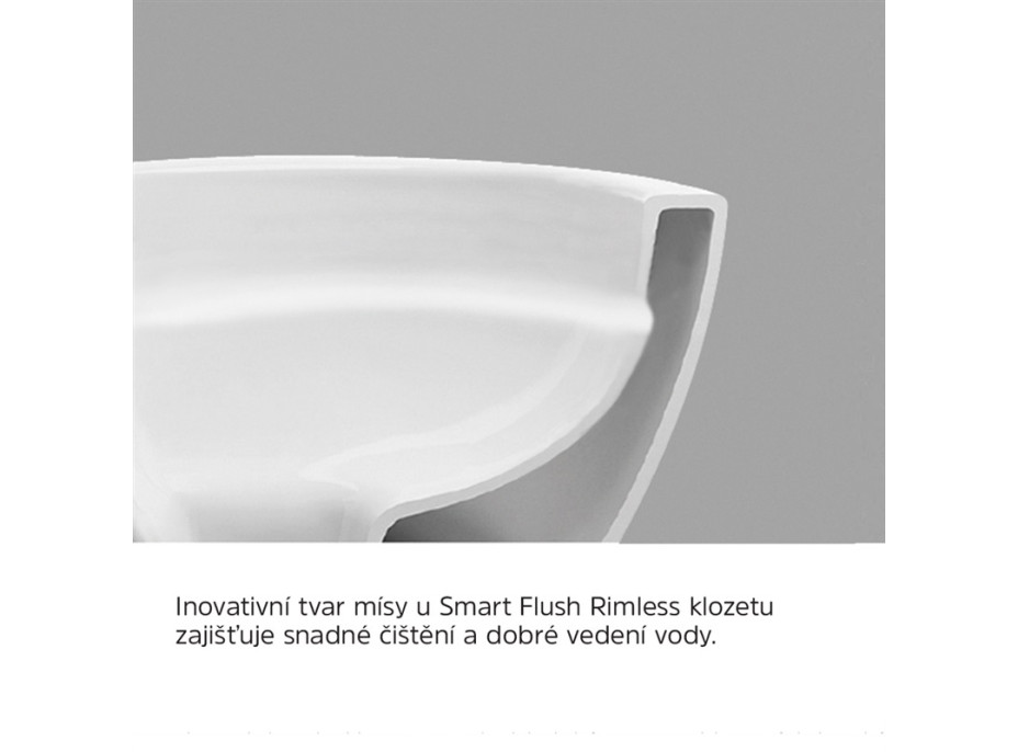 WC kombi, vyvýšené, vario odpad, kapotované, Smart Flush RIMLESS, keramické vč. sedátka