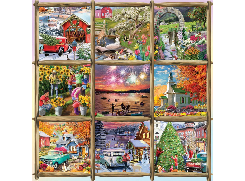 ALIPSON Čtvercové puzzle Koláž jaro, léto, podzim, zima 1000 dílků