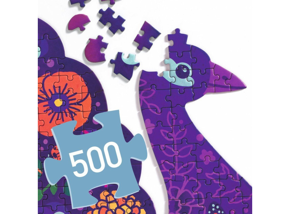 DJECO Obrysové puzzle Páv 500 dílků