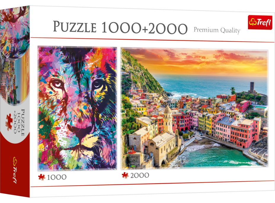 TREFL Puzzle Lev 1000 dílků + Itálie 2000 dílků