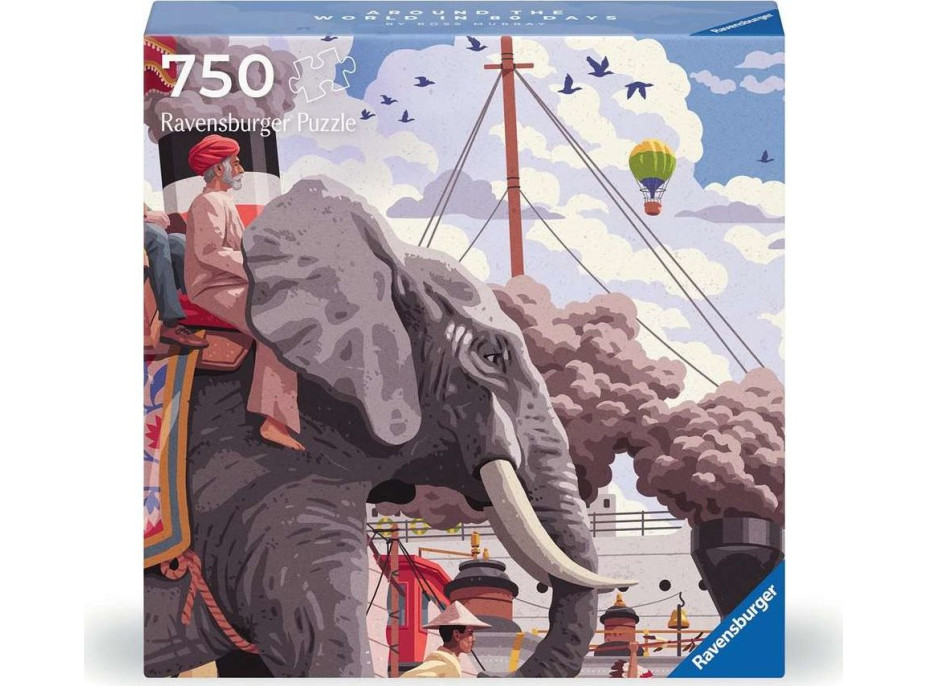 RAVENSBURGER Čtvercové puzzle Art & Soul: Cesta kolem světa za 80 dní 750 dílků