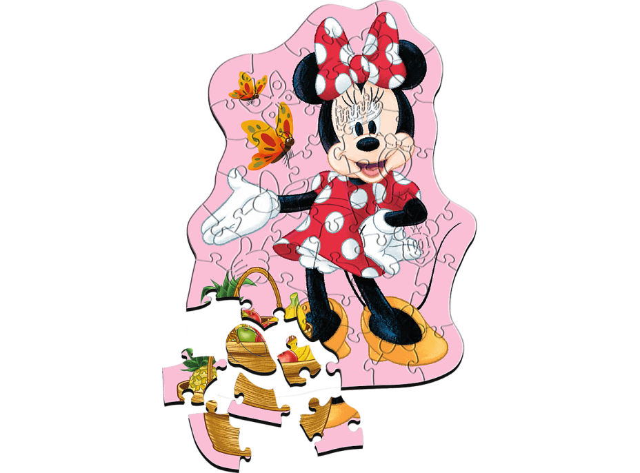 TREFL Dřevěné obrysové puzzle Šťastná Minnie 50 dílků