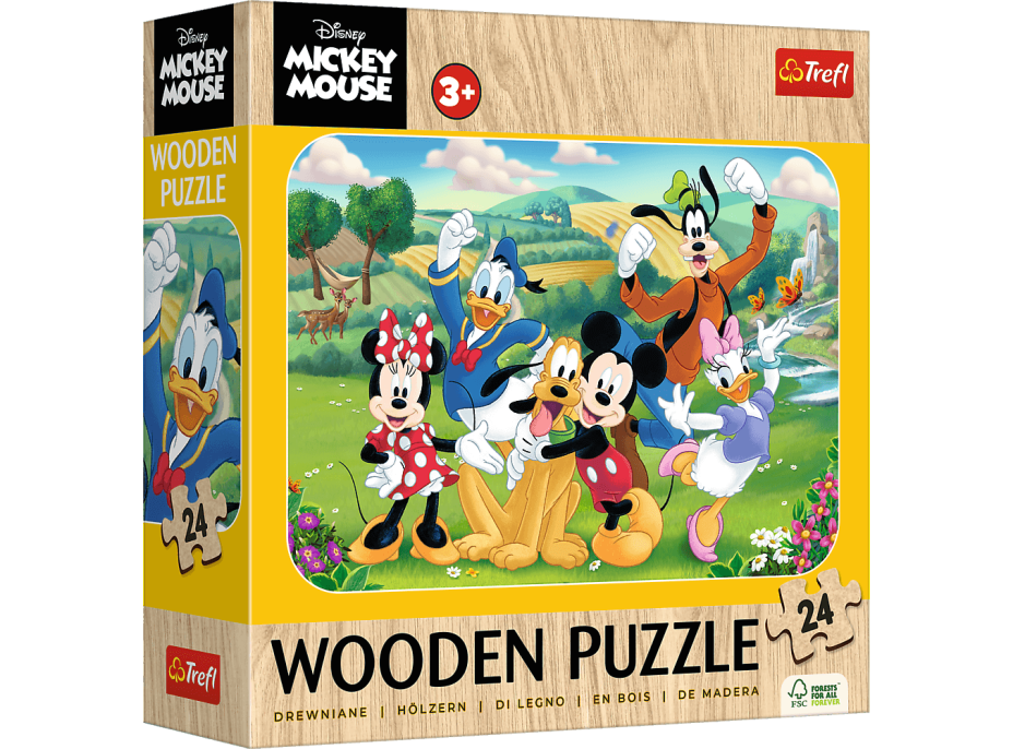 TREFL Dřevěné puzzle Mickey a přátelé 24 dílků