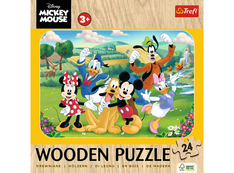 TREFL Dřevěné puzzle Mickey a přátelé 24 dílků