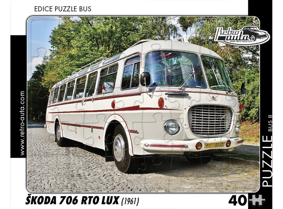 RETRO-AUTA Puzzle BUS č.08 Škoda 706 RTO LUX (1961) 40 dílků