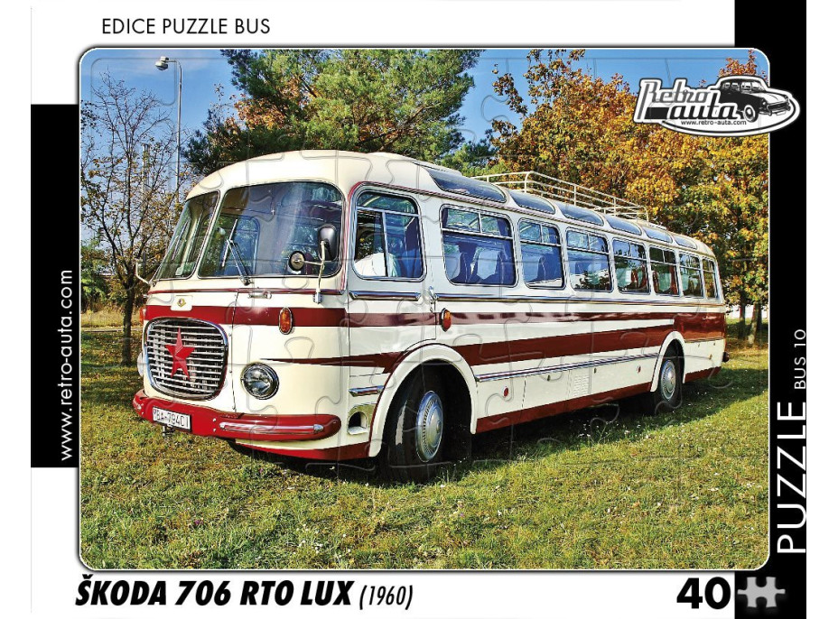 RETRO-AUTA Puzzle BUS č.10 Škoda 706 RTO LUX (1960) 40 dílků