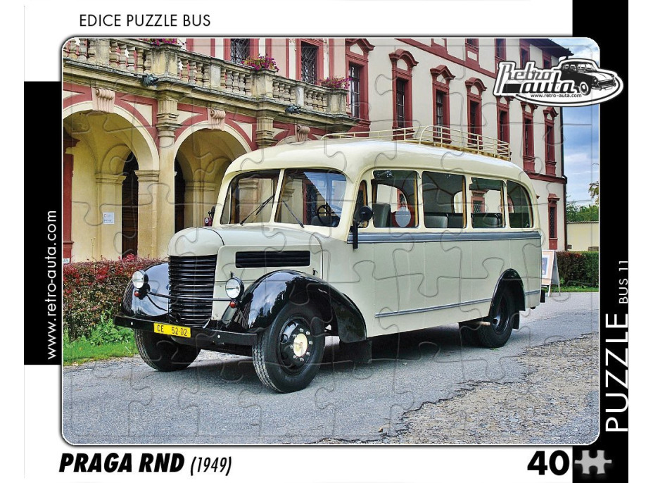 RETRO-AUTA Puzzle BUS č.11 Praga RND (1949) 40 dílků