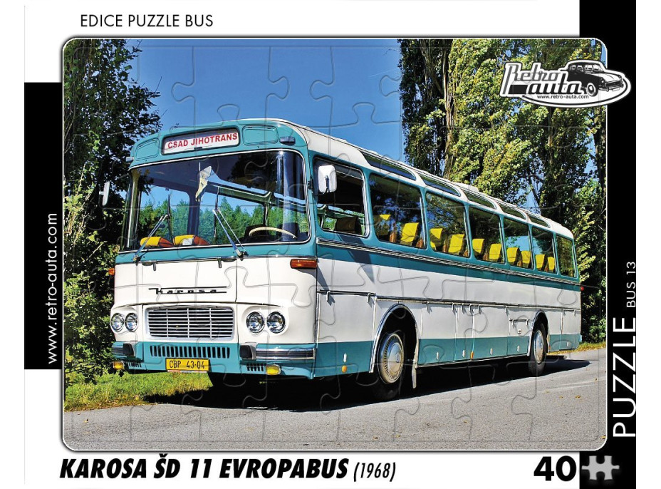 RETRO-AUTA Puzzle BUS č.13 Karosa ŠD 11 Evropabus (1968) 40 dílků