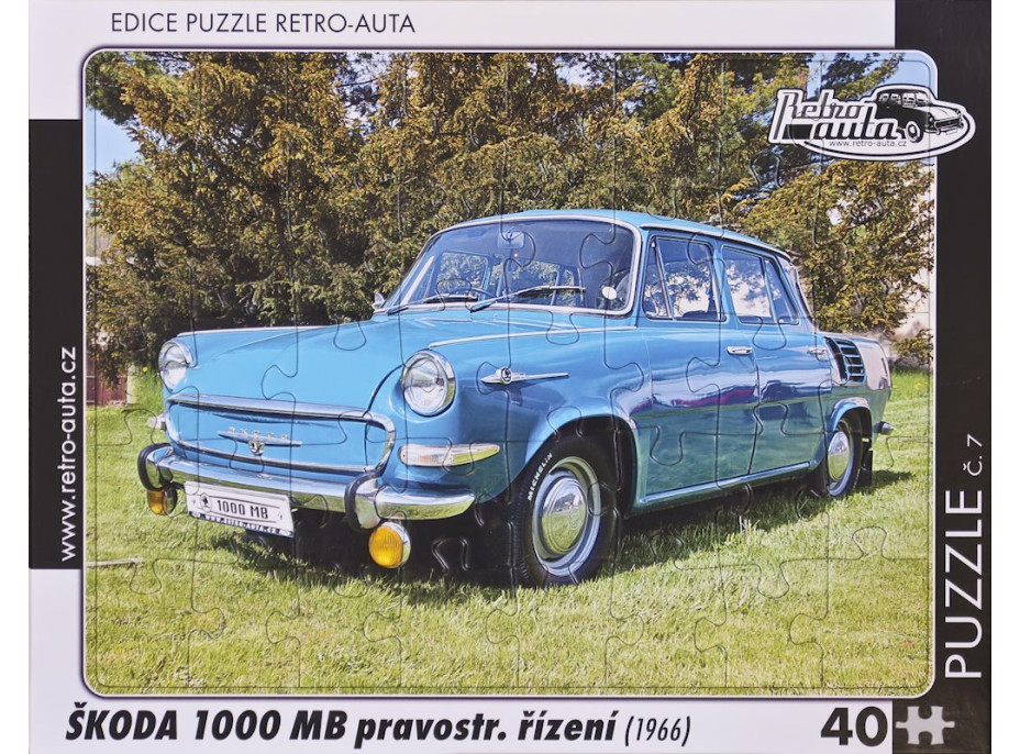 RETRO-AUTA Puzzle č.07 Škoda 1000 MB (1966) pravostranné řízení 40 dílků