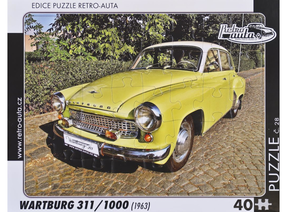 RETRO-AUTA Puzzle č.28 Wartburg 311,1000 (1963) 40 dílků