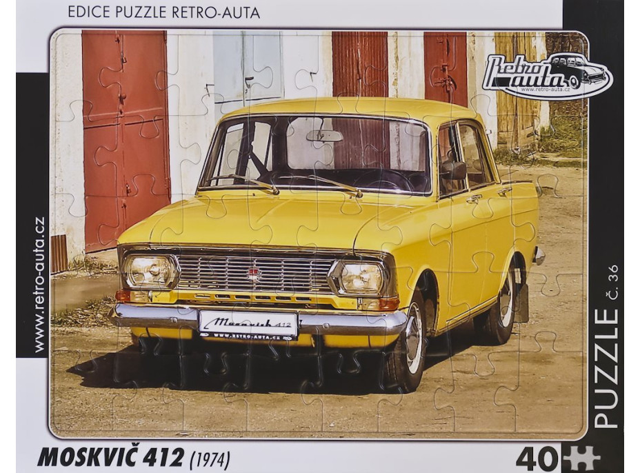 RETRO-AUTA Puzzle č.36 Moskvič 412 (1974) 40 dílků