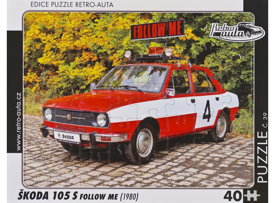 RETRO-AUTA Puzzle č.39 Škoda 105 S Follow Me (1980) 40 dílků