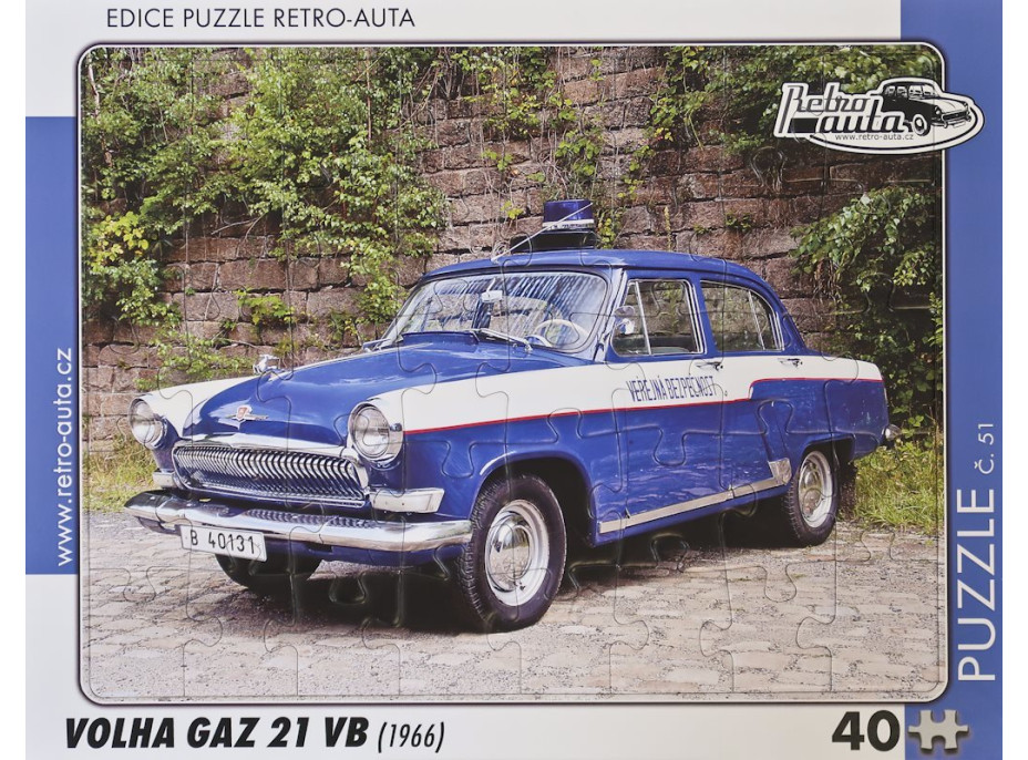 RETRO-AUTA Puzzle č.51 Volha GAZ 21 VB (1966) 40 dílků