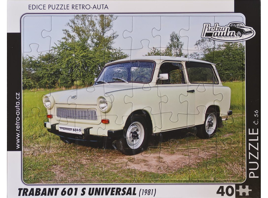 RETRO-AUTA Puzzle č.56 Trabant 601 S Universal (1981) 40 dílků