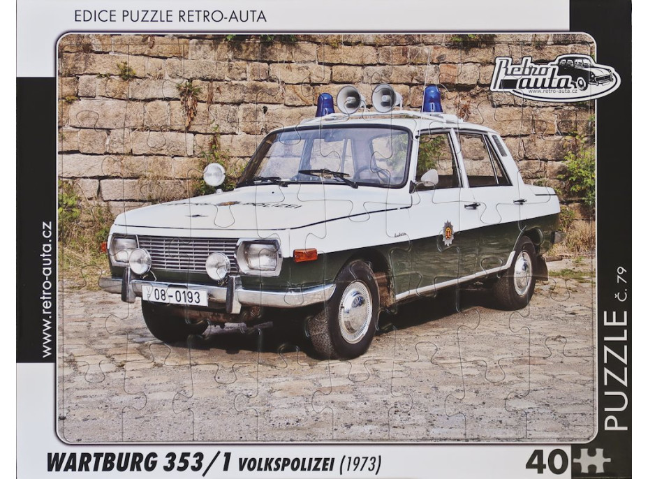 RETRO-AUTA Puzzle č.79 Wartburg 353,1 Volkspolizei (1973) 40 dílků