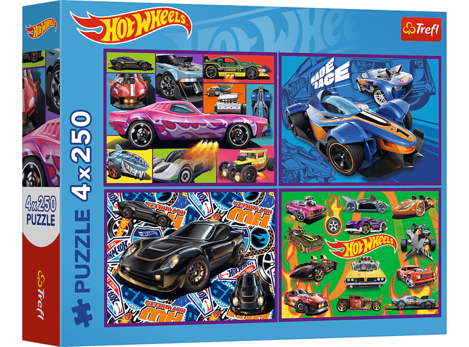 TREFL Puzzle Hot Wheels: Závodní auta 4x250 dílků