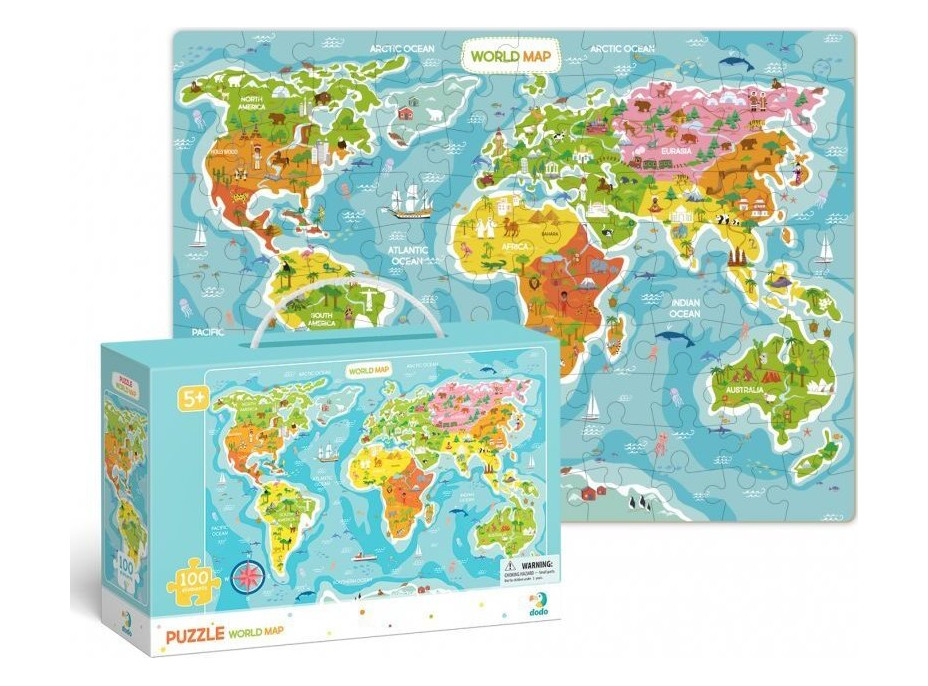 DODO Puzzle Mapa světa 100 dílků