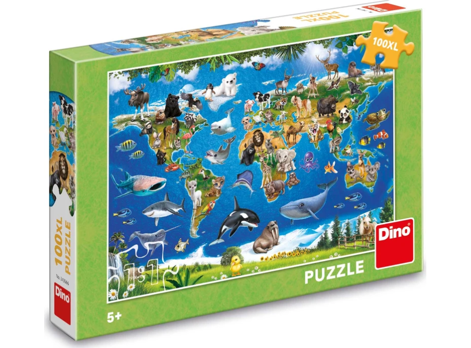 DINO Puzzle Mapa zvířat  XL 100 dílků