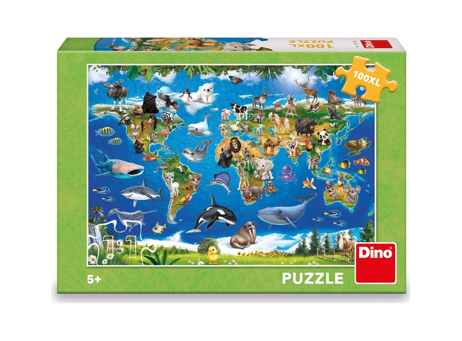 DINO Puzzle Mapa zvířat  XL 100 dílků