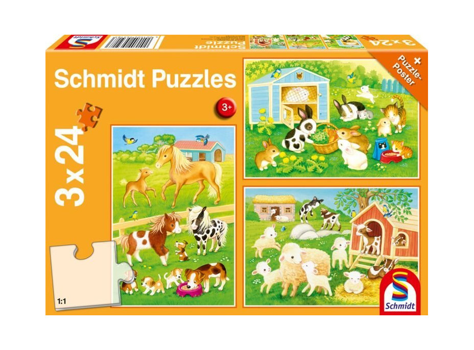 SCHMIDT Puzzle Přátelé ze statku 3x24 dílků