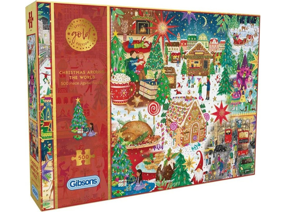 GIBSONS Puzzle Special Gold Edition: Vánoce po celém světě 500 dílků