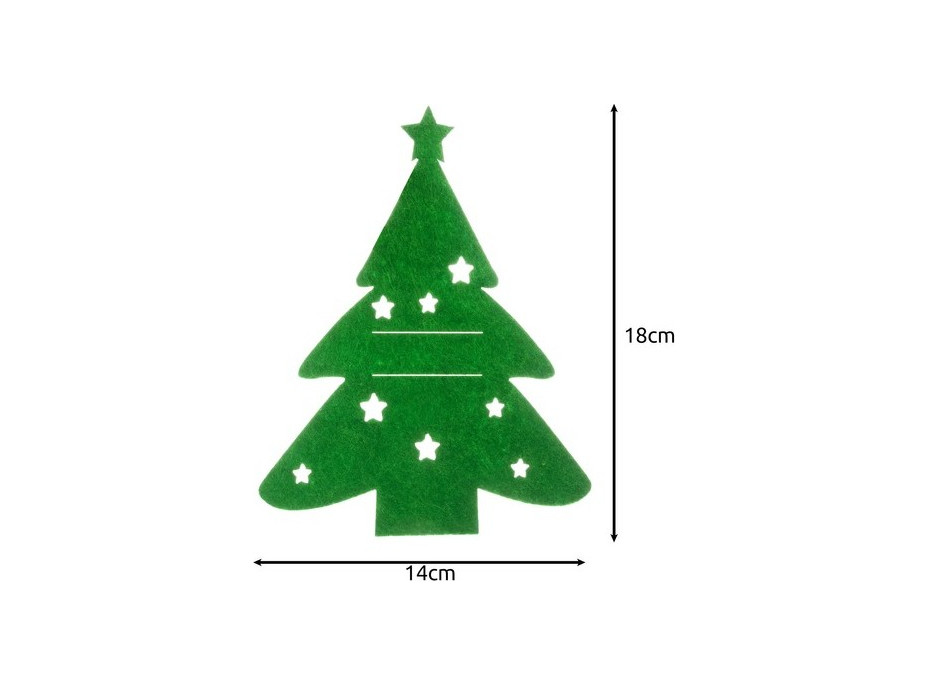 Vánoční obal na příbory 12 ks - Stromečky - zelená