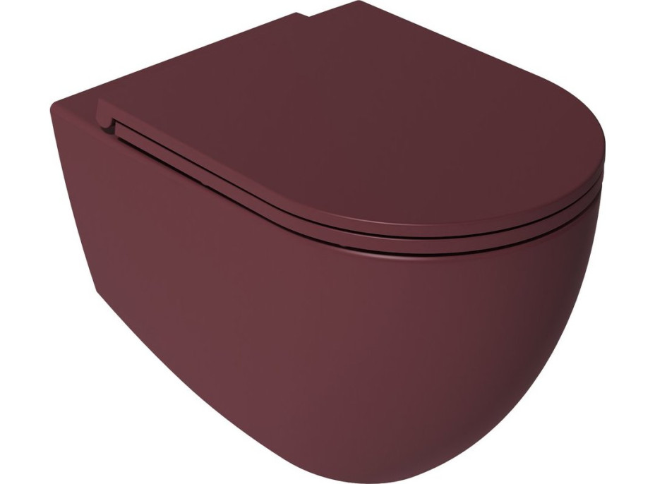 Isvea INFINITY závěsná WC mísa, Rimless, 36, 5x53cm, maroon red 10NF02004-2R