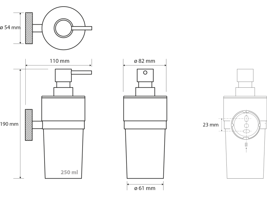 Sapho LARISSA dávkovač mýdla 250ml, mléčné sklo, chrom WS019