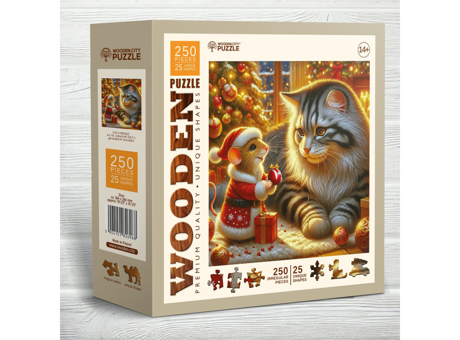 WOODEN CITY Dřevěné puzzle Kočka a myš 250 dílků