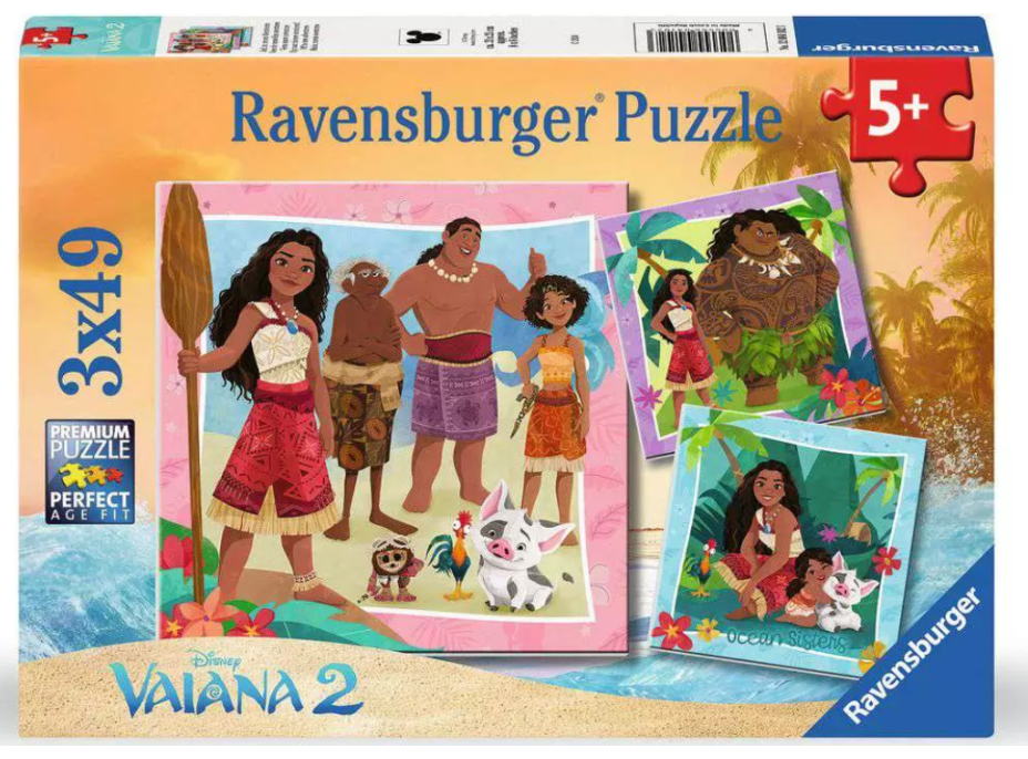 RAVENSBURGER Puzzle Disney: Odvážná Vaiana 3x49 dílků