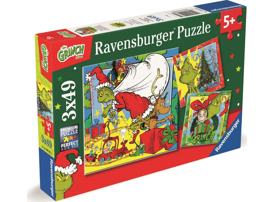 RAVENSBURGER Puzzle Grinch 3x49 dílků